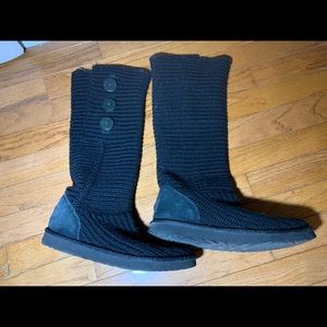 UGG Black Classic Cardy Boots (Size 8)